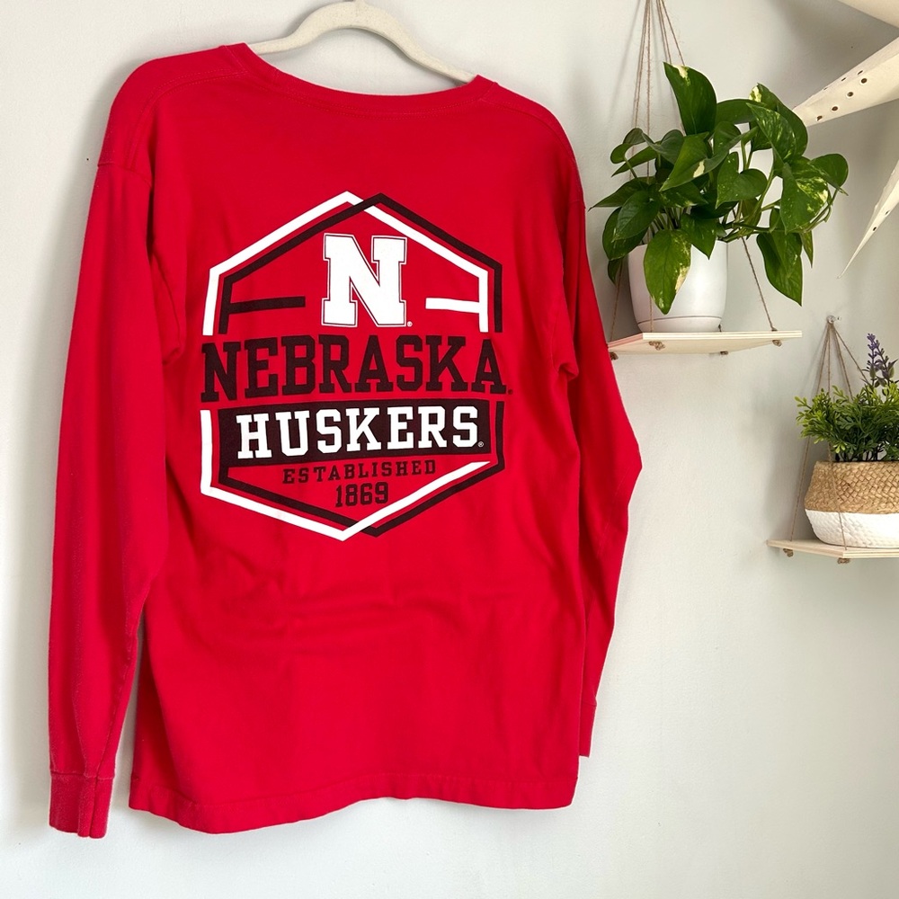 🩷BLUE 84 NEBRASKA CORNHUSKIERS COLLEGE FOOTBALL LONG SLEEVE T SHIRT SIZE MEDIUM
